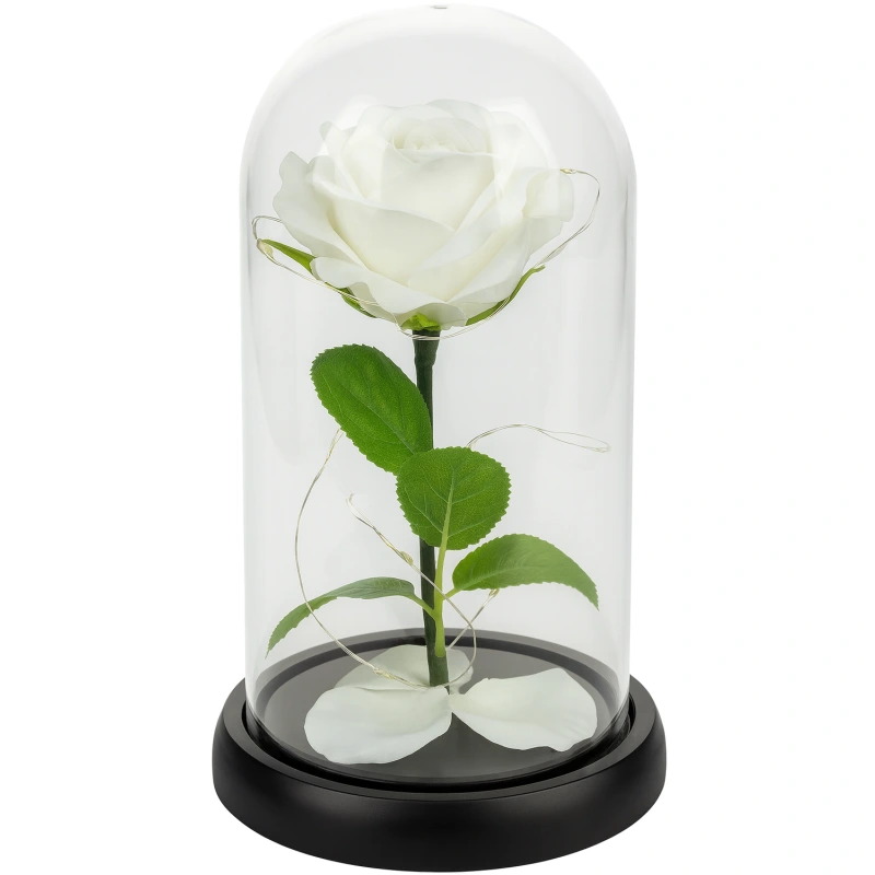 Wieczna Róża w Szkle - 2063- Wieczna Róża Z Liśćmi